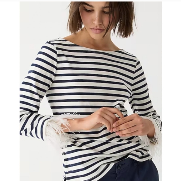J. Crew Tops - J Crew Feather Feather Striped Top